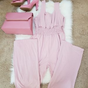 POOF NEW YORK PINK KNIT JUMPSUIT
